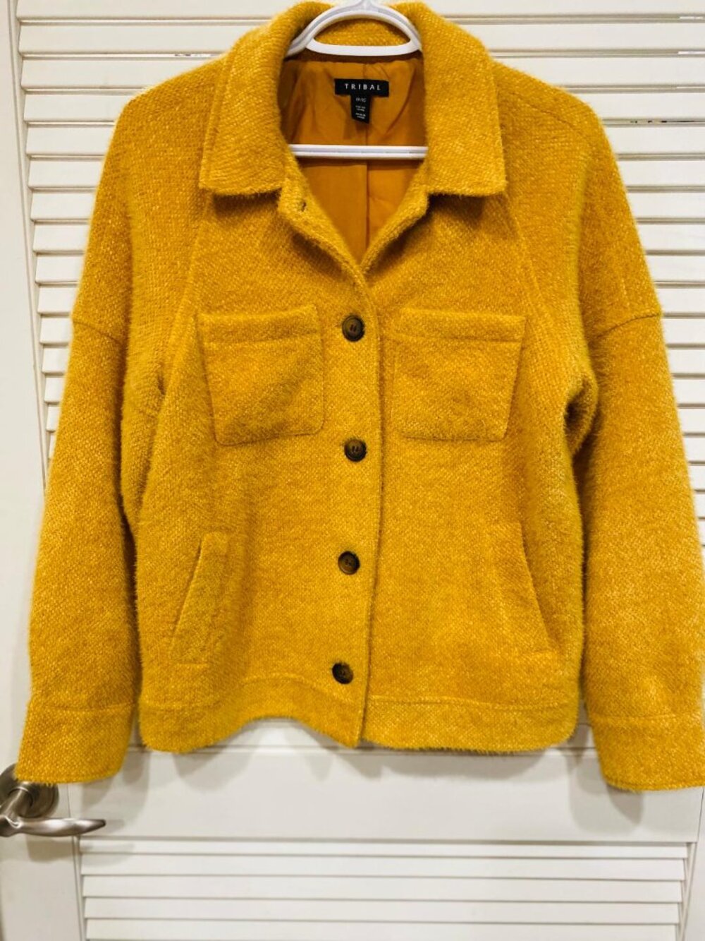 Tribal Gold Yellow Button Up Short Lined Jacket Amazingly Soft!  Size XS